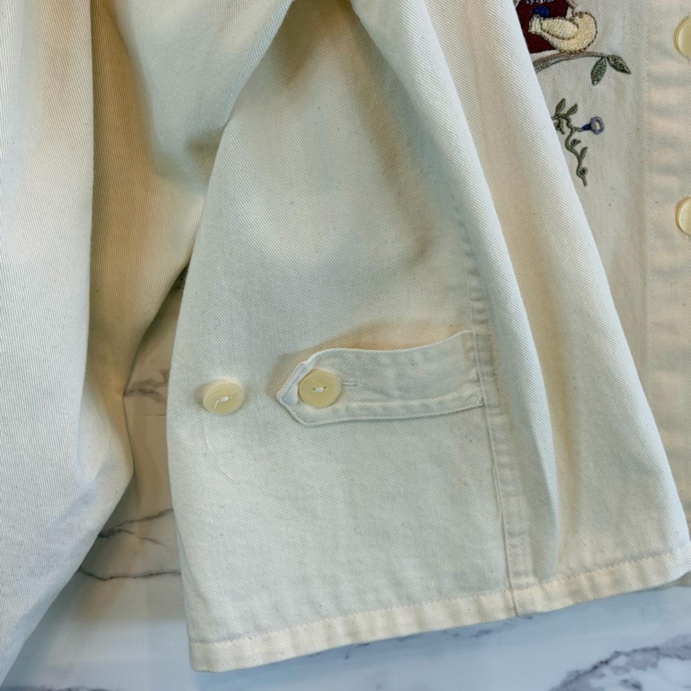 Christopher & Banks Embroidered Birdhouse Jacket Cream Cottagecore Button up XL - Picture 11 of 11